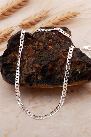 Gurmet 4 Mm 60 Cm İşlemeli İtalyan Gümüş Erkek Zincir Kolye 8068