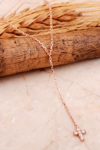 Haç Mini Rose Gümüş Kolye 7994