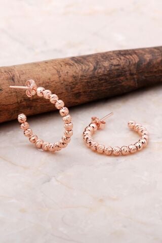 Dorika Rose 925 Ayar Gümüş 21 Mm Halka Küpe 5031