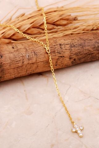 Haç Mini Altın Kaplama Gümüş Kolye 7995