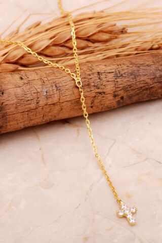 Haç Mini Altın Kaplama Gümüş Kolye 7995