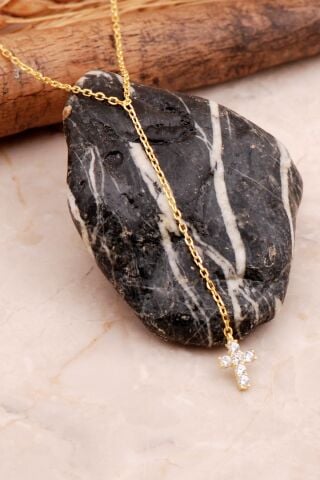 Haç Mini Altın Kaplama Gümüş Kolye 7995