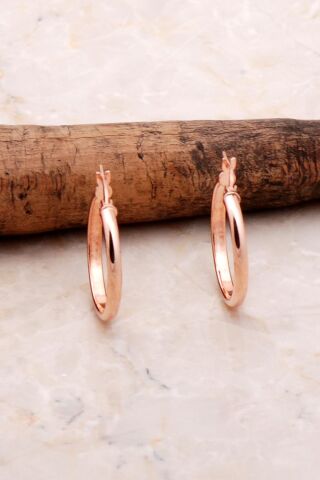 Rose Gümüş Halka Küpe 4497