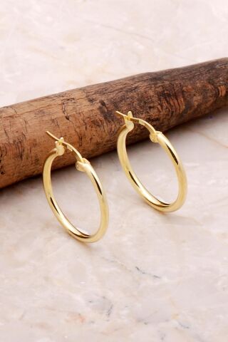 Altın Yaldızlı Gümüş Halka Küpe 4498