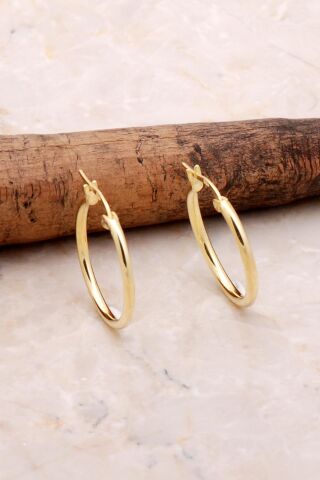 Altın Yaldızlı Gümüş Halka Küpe 4498