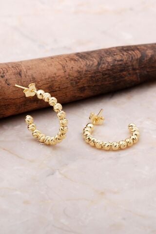 Dorika Altın Yaldızlı 925 Ayar Gümüş 19 Mm Halka Küpe 5033