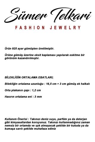 İki Farklı Renk Seçenekli Mezopotamya Makas & Tarak Sembolü Midyat Hasırı 925 Ayar Gümüş Bileklik 4875