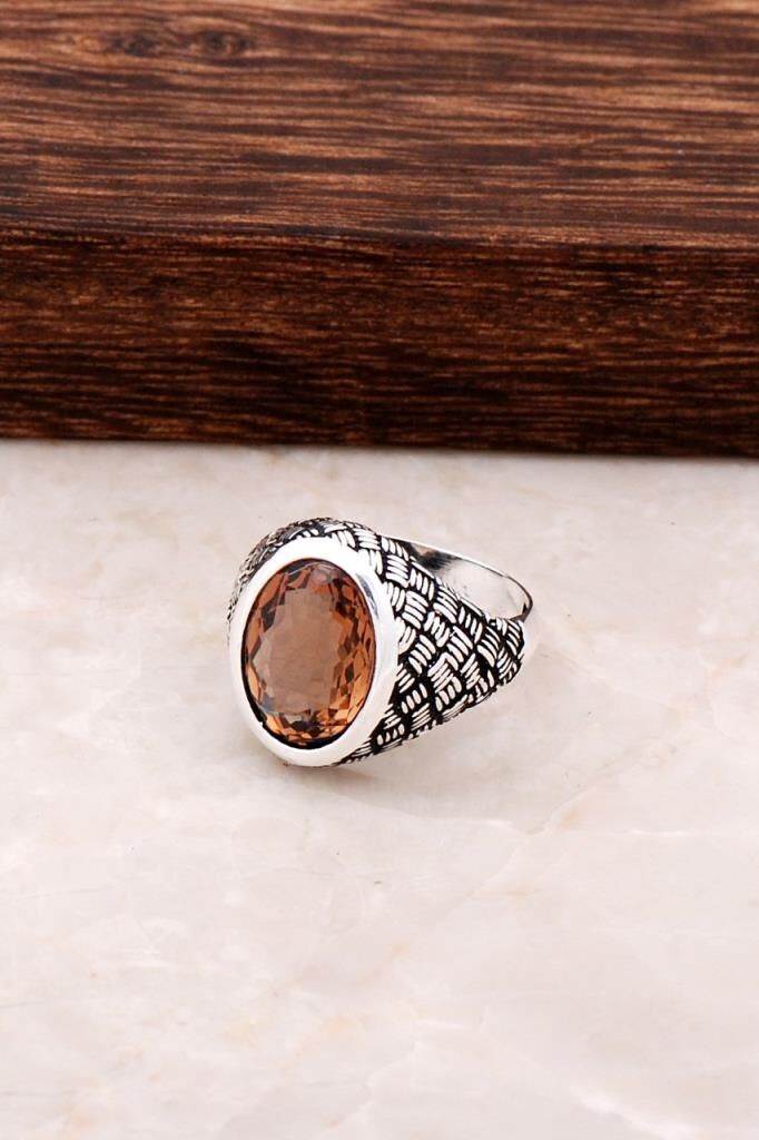 Renk Değiştiren Sultan Taşlı Gümüş Erkek Yüzük 984