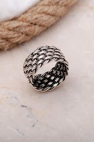 Örgü Gümüş Yüzük 3445