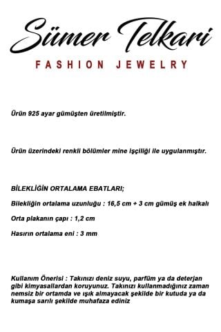 İki Farklı Renk Seçenekli Mezopotamya Makas & Tarak Sembolü Midyat Hasırı 925 Ayar Gümüş Bileklik 4875 Siyah
