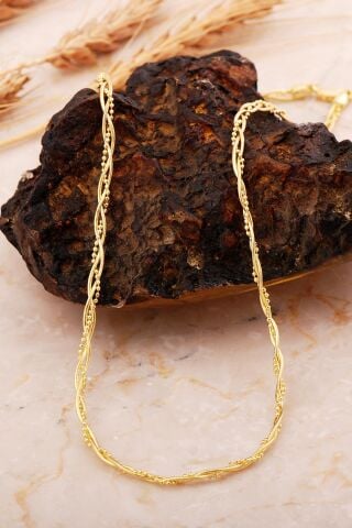 İtalyan Örgü Zincir Altın Kaplama Gümüş Kolye 8072