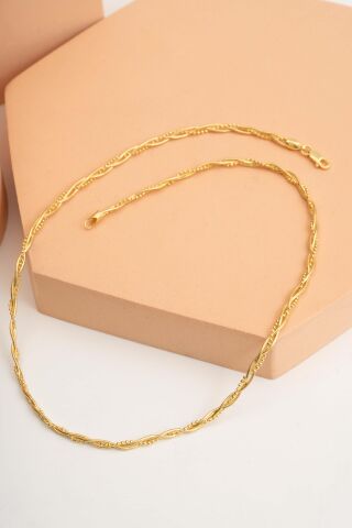 İtalyan Örgü Zincir Altın Kaplama Gümüş Kolye 8072