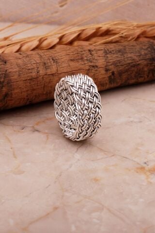 Örgü Gümüş Yüzük 3446