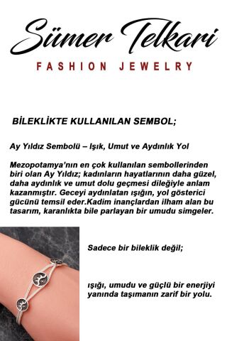 İki Farklı Renk Seçenekli Mezopotamya Ay Yıldız Sembolü Midyat Hasırı 925 Ayar Gümüş Bileklik 4876