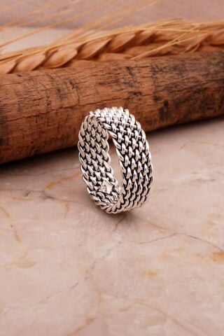 Örgü Gümüş Yüzük 3447