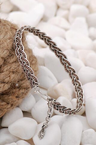 Hasır Örgü Sarma Elişi Gümüş Bilezik 3833