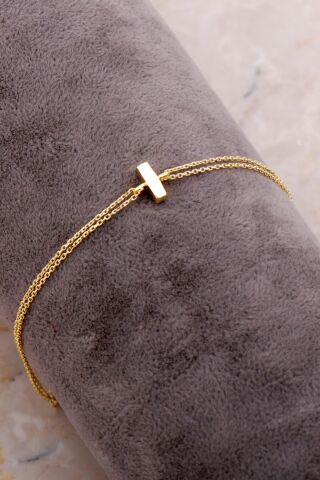 I Harfi Altın Kaplama Gümüş Bileklik 4214