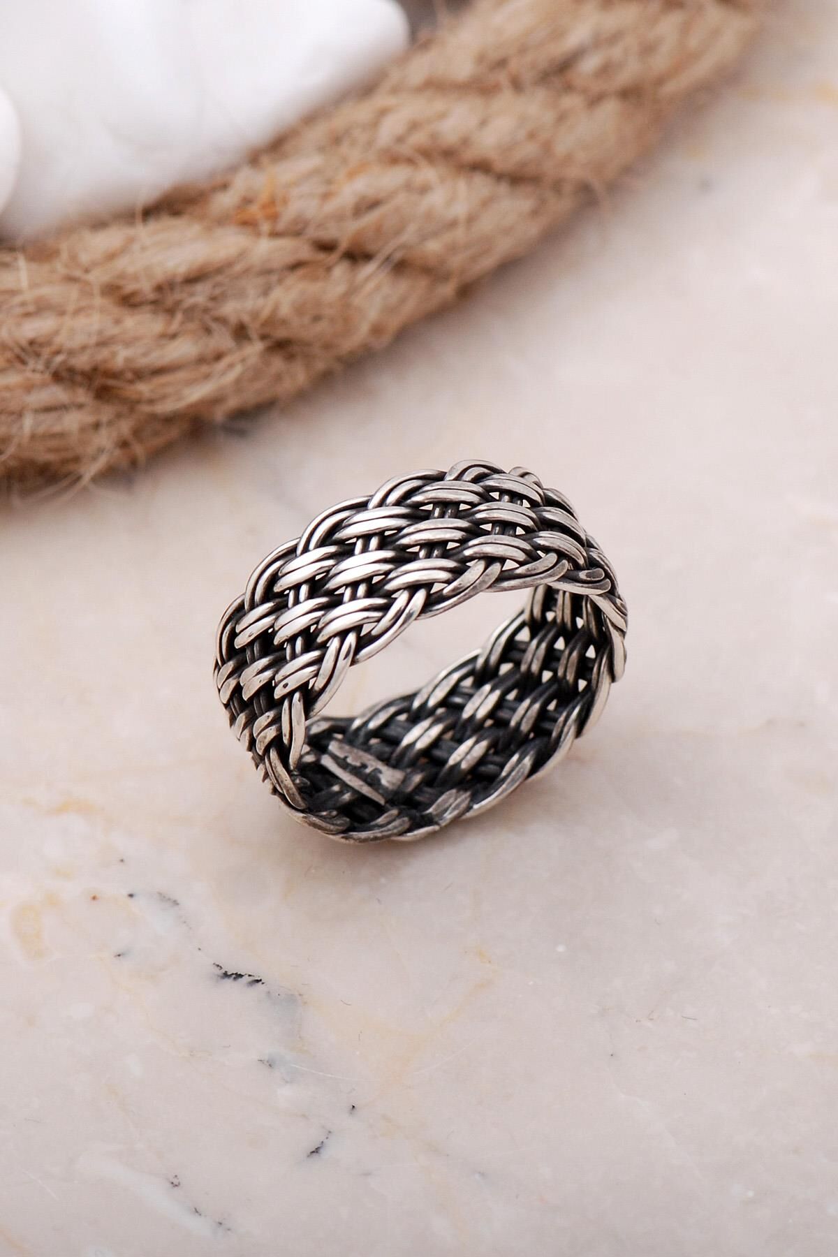 Örgü Gümüş Yüzük 3448