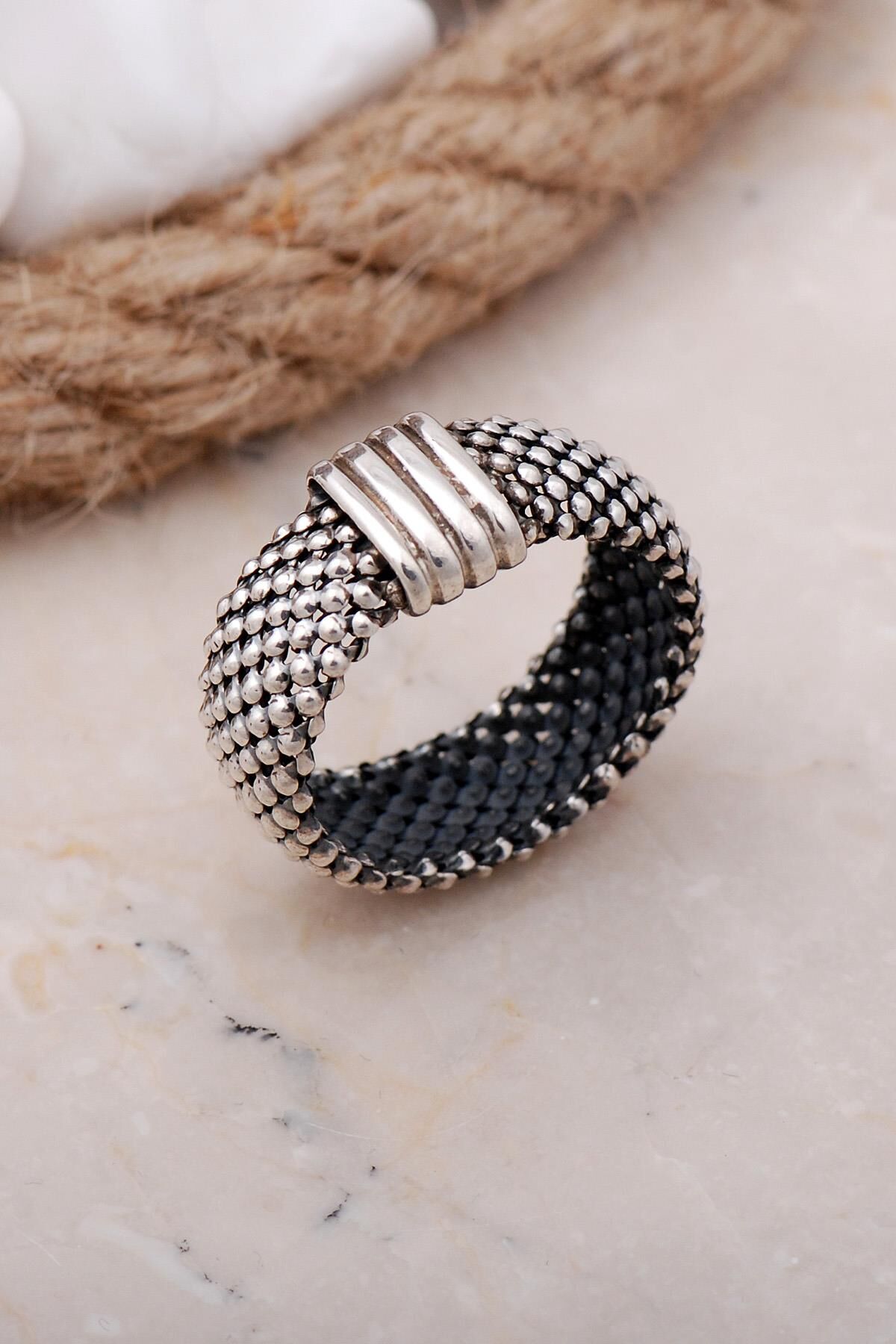 Elişi Yumuşak Gümüş Erkek Yüzük 1529