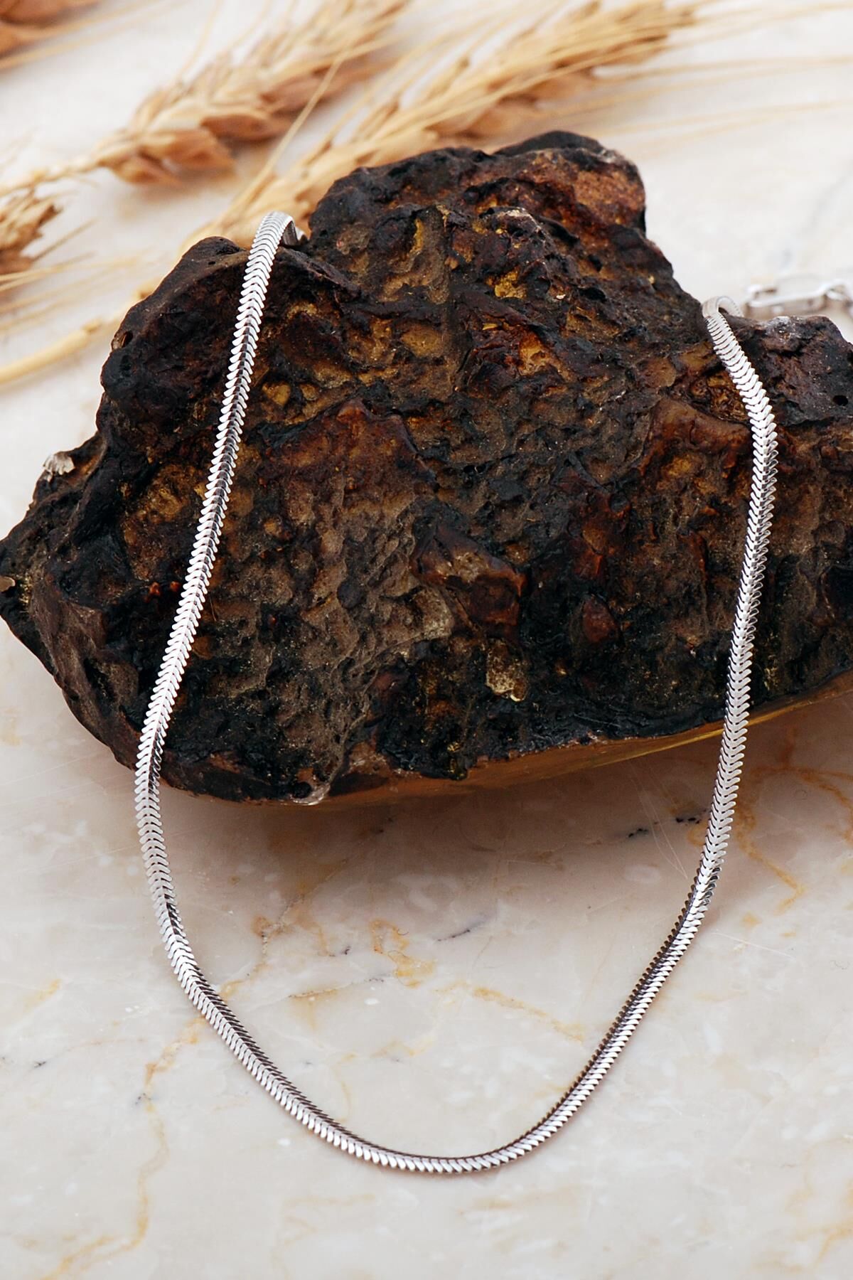 İtalyan Balık Sırtı 2,5 Mm Rodyumlu Gümüş Zincir Kolye 8075