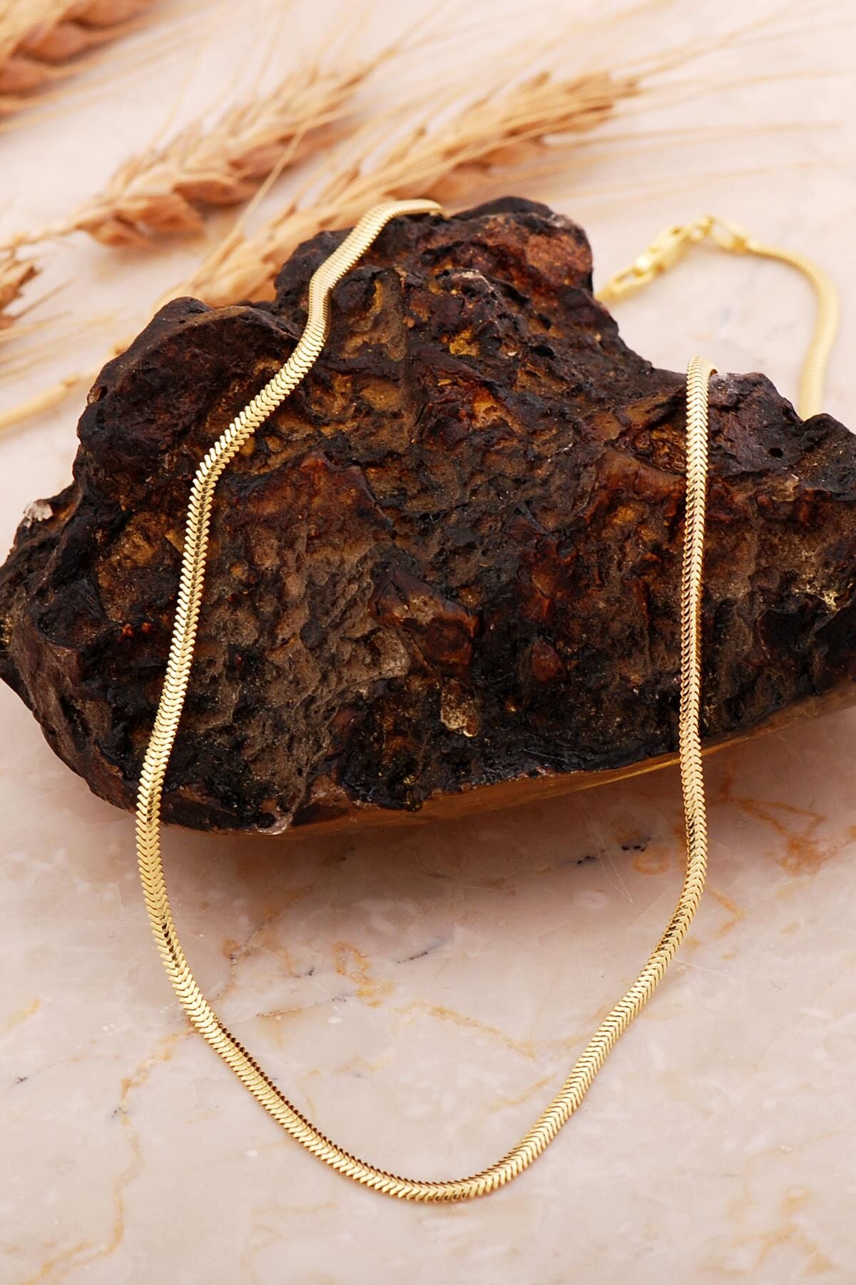 İtalyan Balık Sırtı 2,5 Mm Altın Kaplama Gümüş Zincir Kolye 8076