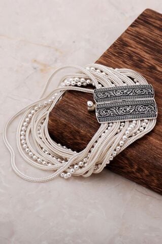 Midyat Hasırı Tasarım Gümüş Bileklik 3255