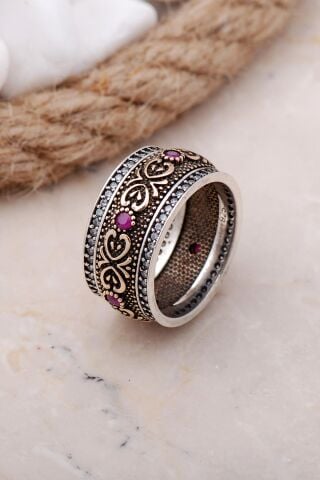 Yakut Taşlı Gümüş Yüzük 3449