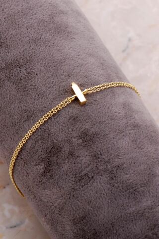 İ Harfi Altın Kaplama Gümüş Bileklik 4217