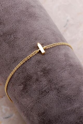 İ Harfi Altın Kaplama Gümüş Bileklik 4217