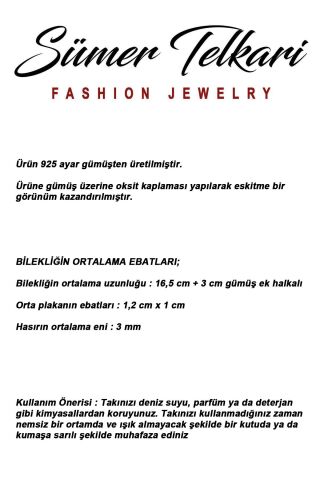 Mezopotamya Başak Sembolü Midyat Hasırı 925 Ayar Gümüş Bileklik 4878