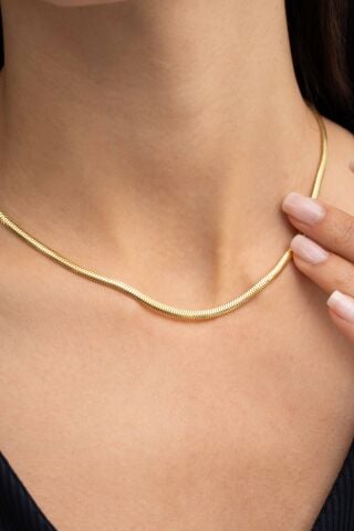 İtalyan Balık Sırtı 3,5 Mm Altın Kaplama Gümüş Zincir Kolye 8078