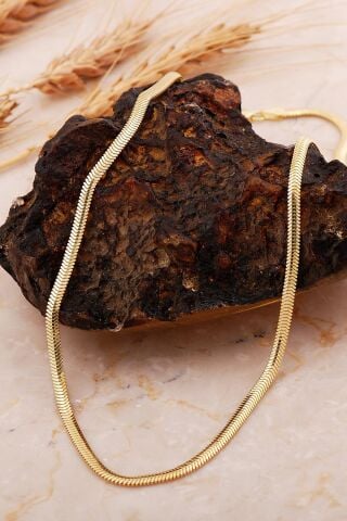 İtalyan Balık Sırtı 3,5 Mm Altın Kaplama Gümüş Zincir Kolye 8078