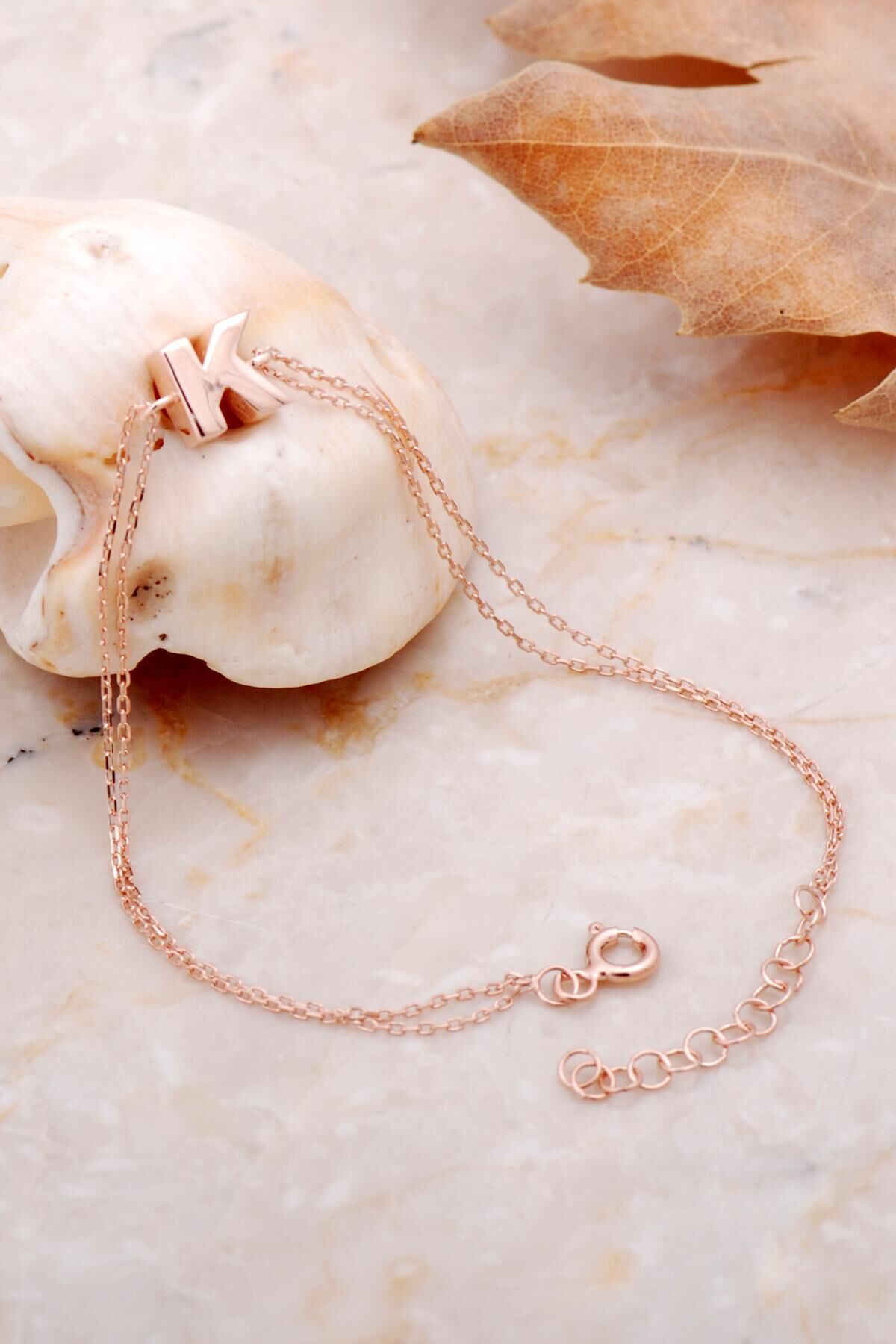 K Harfi Rose Gümüş Bileklik 4219