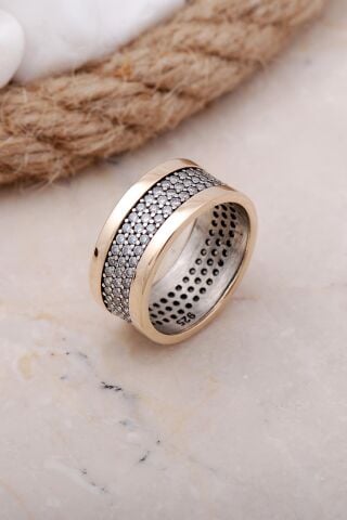 Taşlı Gümüş Alyans Yüzük 3452