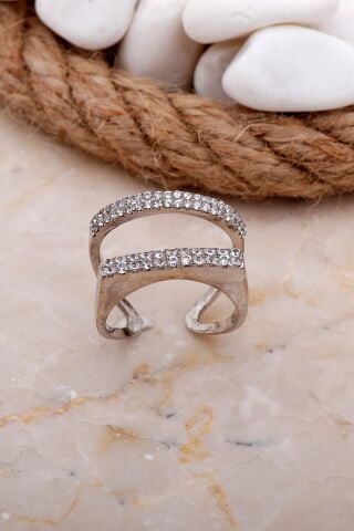 Tasarım Rodyumlu Gümüş Yüzük 3606