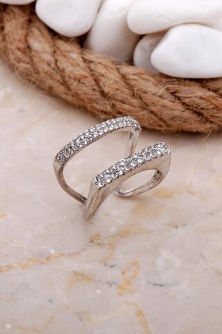 Tasarım Rodyumlu Gümüş Yüzük 3606