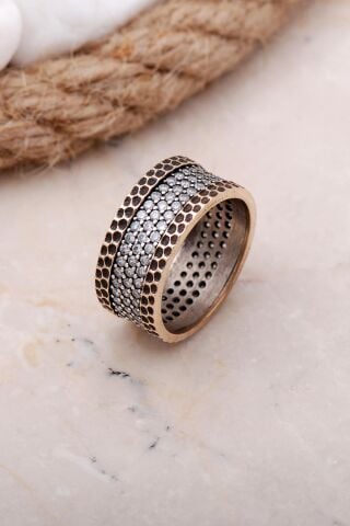 Taşlı Gümüş Alyans Yüzük 3453