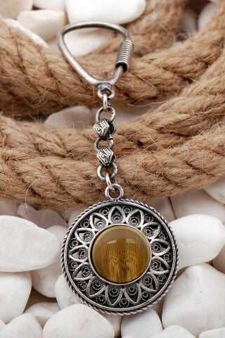 Telkari İşlemeli Elişi Oksitli Gümüş Anahtarlık 159