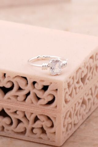 Kuvars Gümüş Baget Yüzük 5777