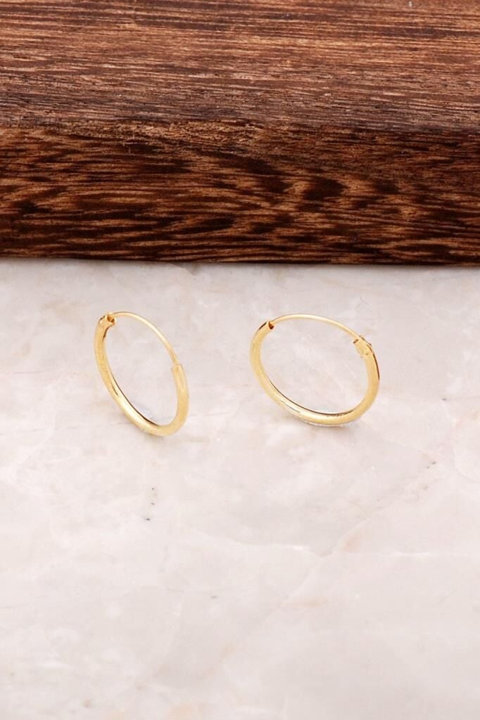 Altın Yaldızlı Gümüş Küçük Boy Halka Küpe 4511