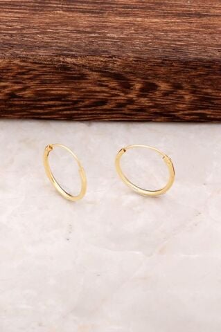 Altın Yaldızlı Gümüş Küçük Boy Halka Küpe 4511