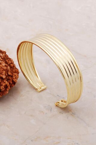 Altın Yaldızlı Hasır Elişi Gümüş Bilezik 3691