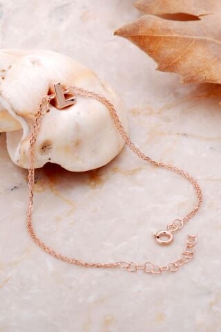 L Harfi Rose Gümüş Bileklik 4222