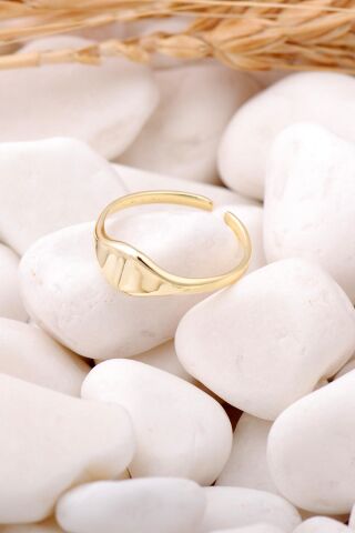 Tasarım Altın Yaldızlı Gümüş İnce Yüzük 3456