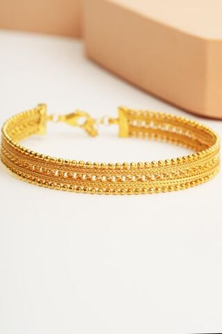 Altın Yaldızlı Hasır Elişi Gümüş Bilezik 3692