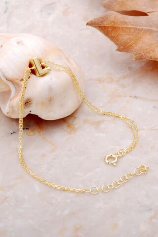 L Harfi Altın Kaplama Gümüş Bileklik 4223