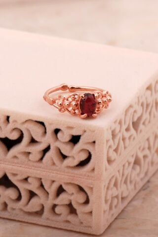 Turmalin Rose Gümüş Tasarım Yüzük 5779