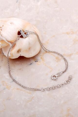 L Harfi Rodyumlu Gümüş Bileklik 4224