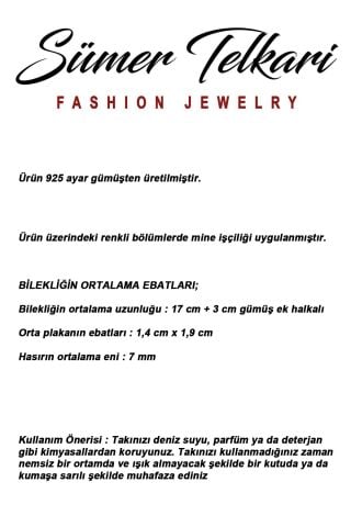 Özgürlüğün Ruhu Sembolü Yeşil Mineli Midyat Hasırı 925 Ayar Gümüş Bileklik 4885