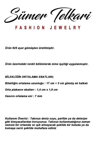 Özgürlüğün Ruhu Sembolü Yeşil Mineli Midyat Hasırı 925 Ayar Gümüş Bileklik 4885